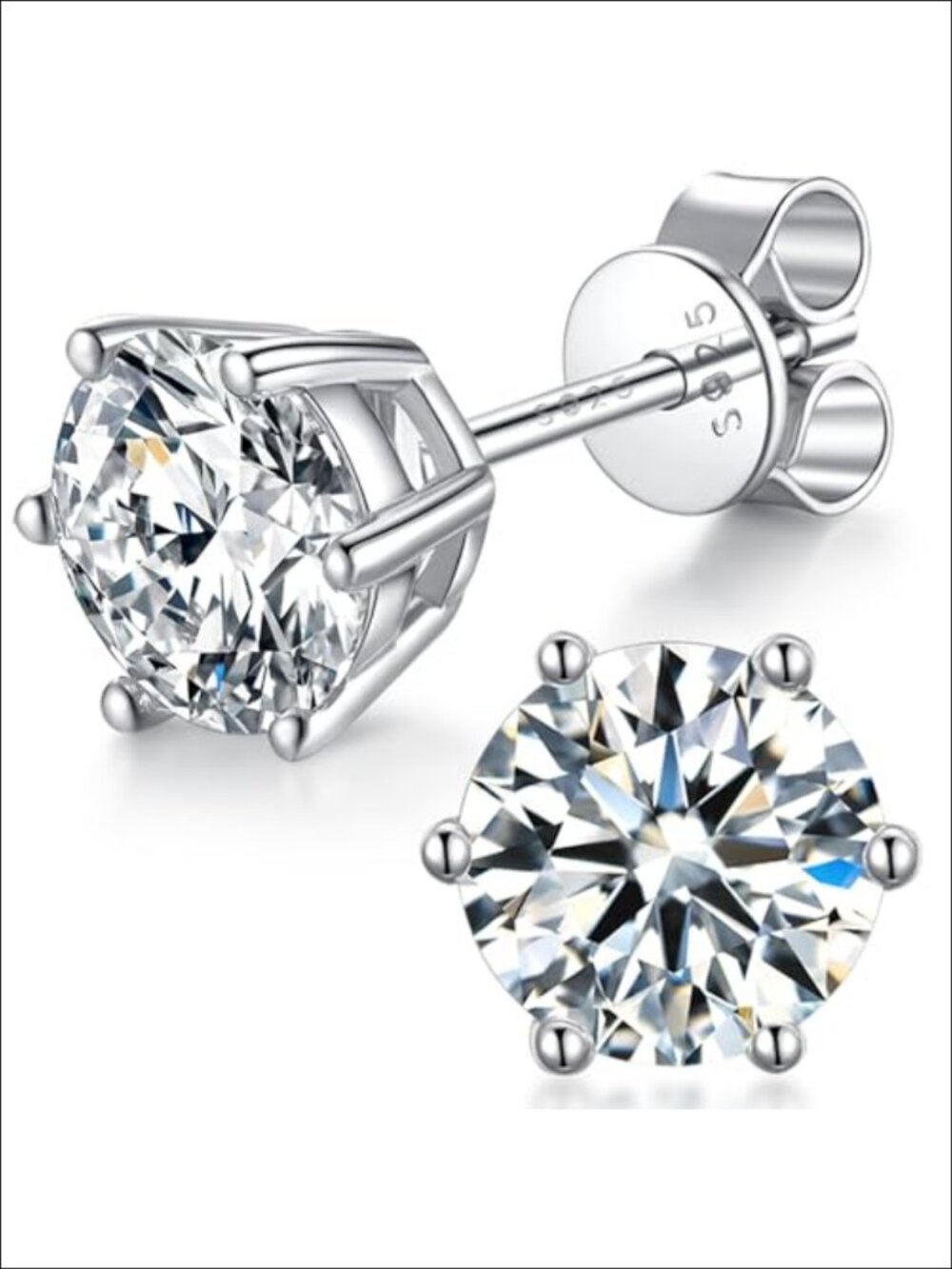 Moissanite Stud Earrings 925 Sterling Silver 18K White Gold Plated